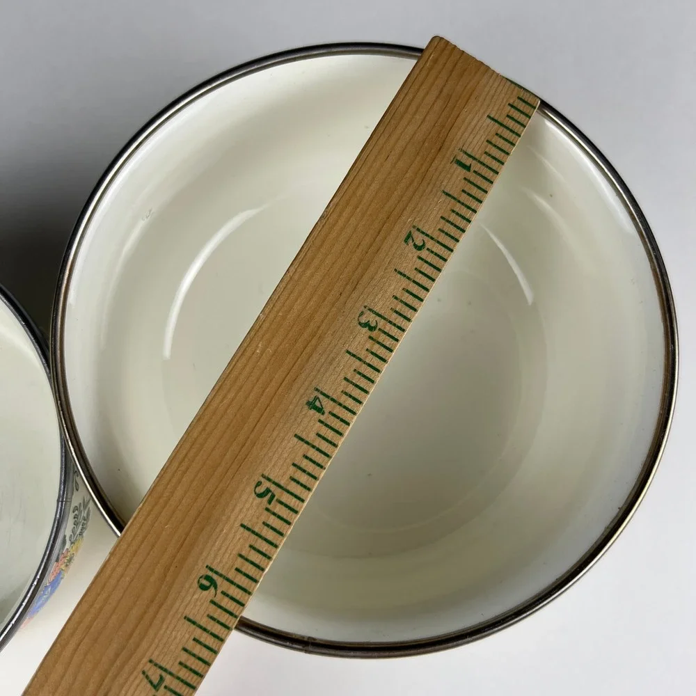 VTG Bowls M.‎ Kamenstein Enamel Set of 2 Floral 1982 Kitchenware Grandamcore